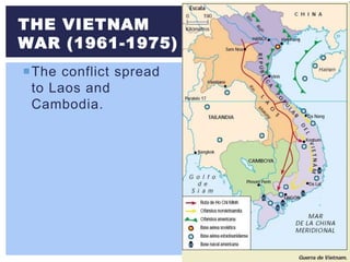 THE VIETNAM
WAR (1961-1975)
The conflict spread
to Laos and
Cambodia.
 