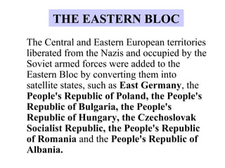 COLD WAR TIMELINE
1956
Hungary revolts against USSR. Suez Crisis.
1957
Sputnik launched.
1959
Cuba becomes a communist state.
1961
Military aid sent to Vietnam by USA for the first time.
Berlin Wall built.
1962
Cuban Missile Crisis.
 