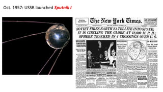Oct. 1957: USSR launched Sputnik I
 