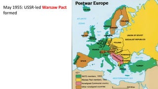 May 1955: USSR-led Warsaw Pact
formed
 