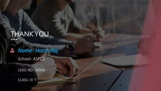 THANKYOU
Name- Harsh Raj
School- ASPCS
LEDG NO- 58999
CLASS- XI ‘I’
 