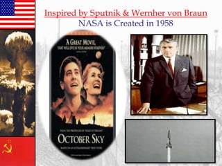 Inspired by Sputnik & Wernher von Braun
NASA is Created in 1958

 