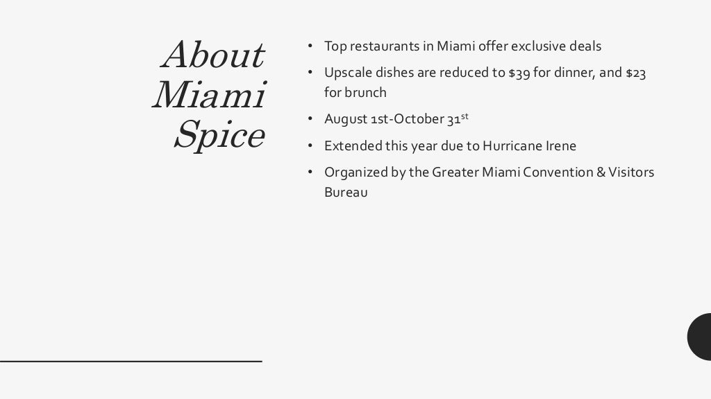 Miami Spice Update from The Collection