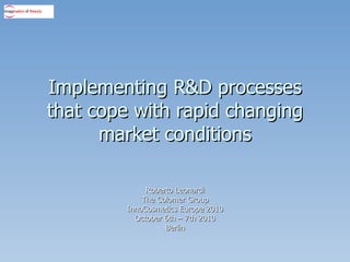 Implementing R&D processes that cope with rapid changing market conditions Roberto Leonardi The Colomer Group InnoCosmetics Europe 2010 October 6th – 7th 2010 Berlin 