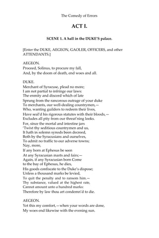 The comedy of errors - william shakespeare | PDF