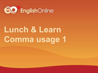 Lunch & Learn
Comma usage 1
 