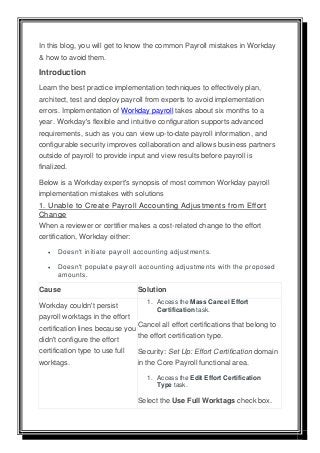 Workday Payroll Testing Example The common Payroll mistakes in Workday & how to avoid them | PDF