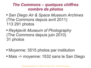 The Commons – quelques chiffres
           nombre de photos

  San Diego Air & Space Museum Archives
(The Commons depuis ...