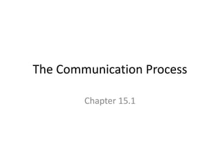 The Communication Process
Chapter 15.1
 
