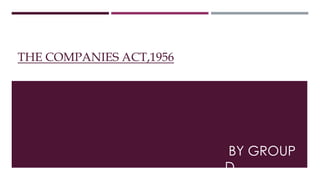 THE COMPANIES ACT,1956
BY GROUP
D
 