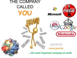 THE COMPANY CALLED YOU LOGON TO: www.you.inc ….the most important company on earth 