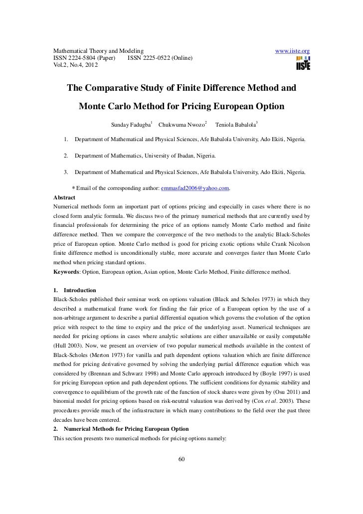 Binary option finite difference