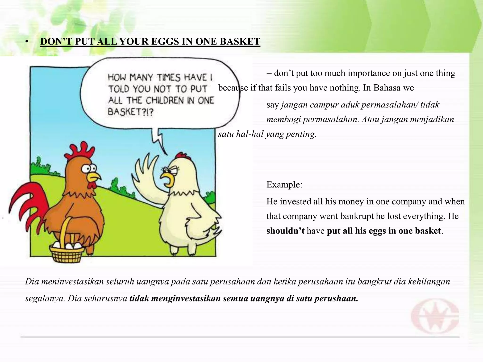 The comparison between Indonesian Idiom and English Idiom | PPTX