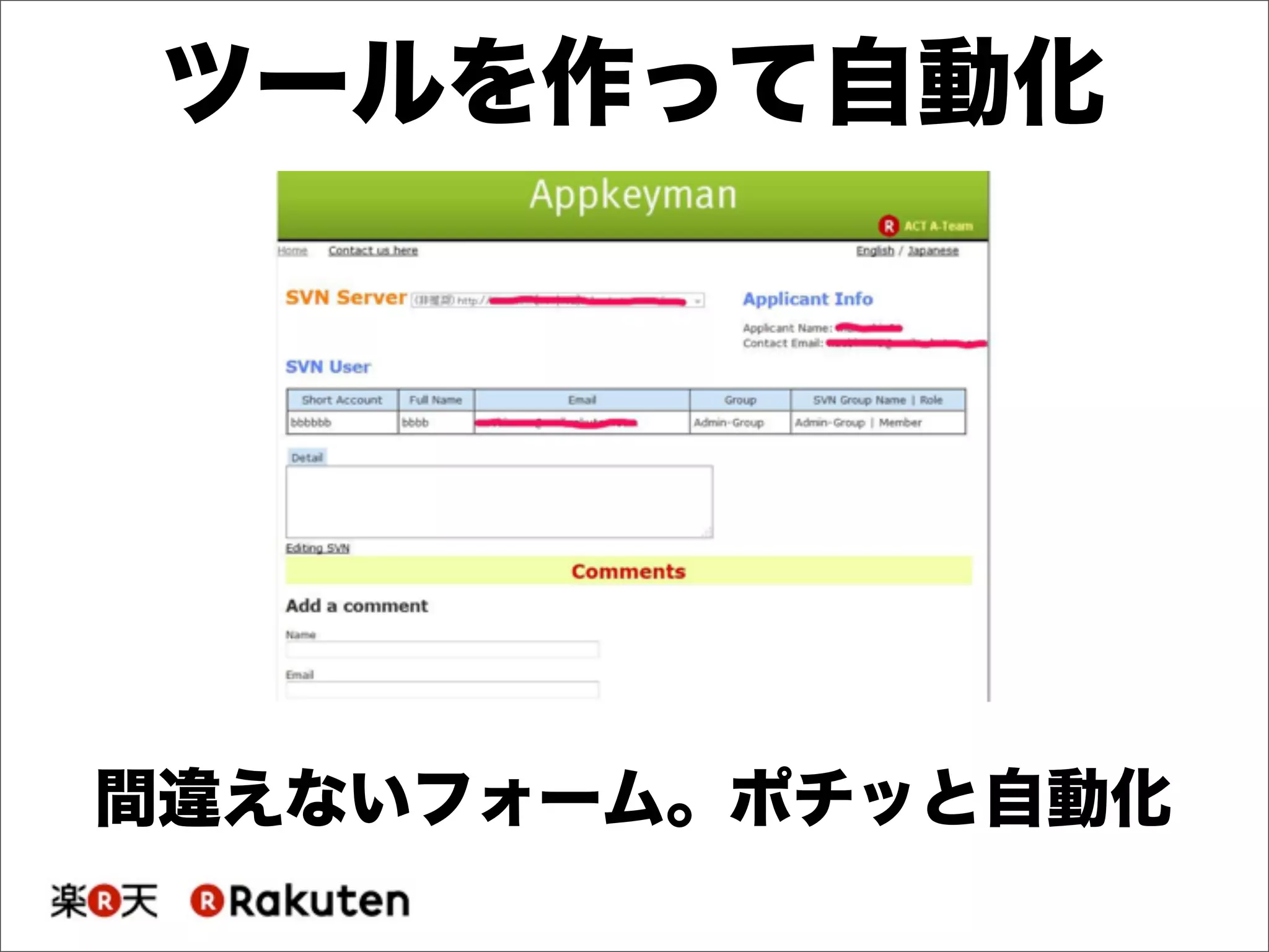 ツールを作って自動化
間違えないフォーム。ポチッと自動化
 