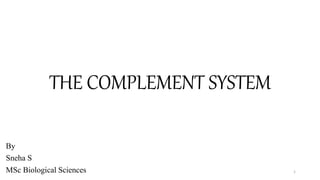 THE COMPLEMENT SYSTEM
By
Sneha S
MSc Biological Sciences 1
 