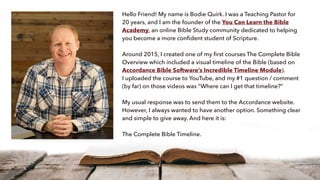 Hello Friend! My name is Bodie Quirk. I was a Teaching Pastor for
20 years, and I am the founder of the You Can Learn the ...