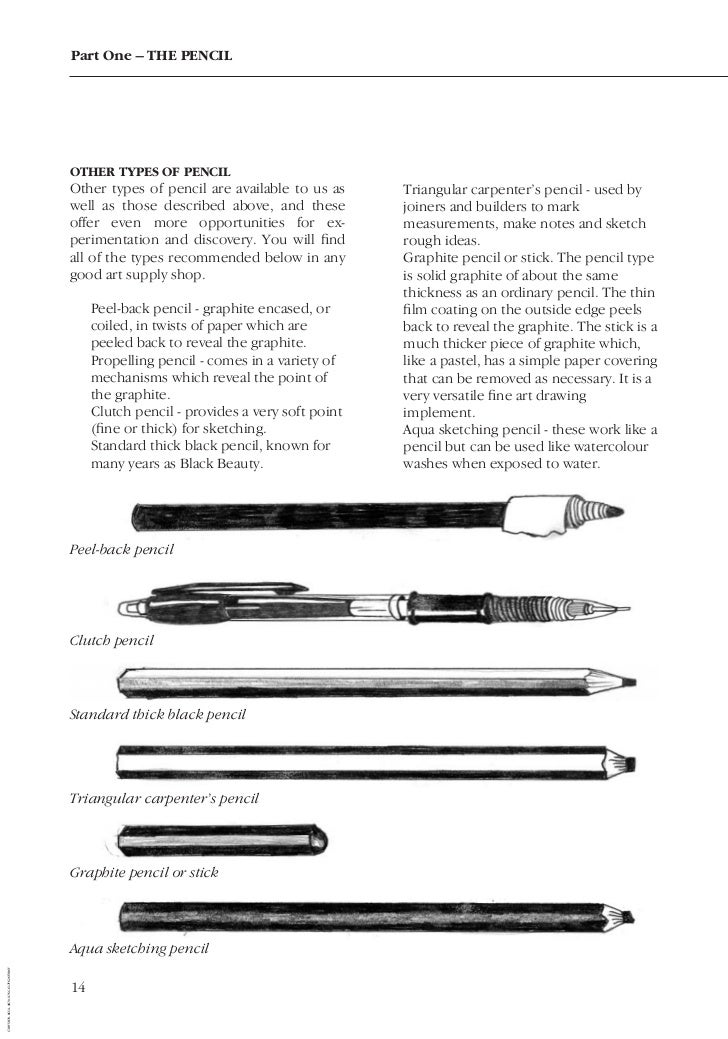 all types of drawing pencils