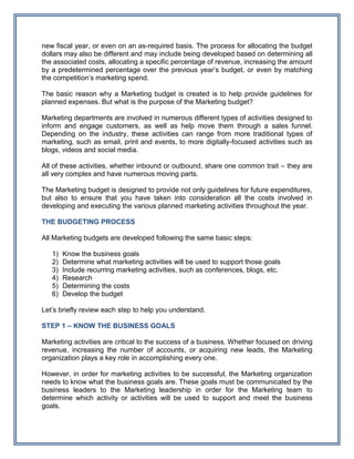 The Complete Guide to Developing a Marketing Budget | PDF