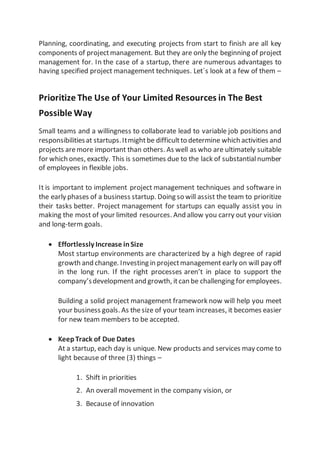 The complete guide to project management for startups | DOCX