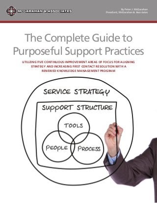 The Complete Guide to
Purposeful Support Practices
UTILIZING FIVE CONTINUOUS IMPROVEMENT AREAS OF FOCUS FOR ALIGNING
STRATEGY AND INCREASING FIRST CONTACT RESOLUTION WITH A
RENEWED KNOWLEDGE MANAGEMENT PROGRAM
By Peter J. McGarahan
President, McGarahan & Associates
 