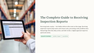 Receiving Inspection Examples The Complete Guide to Receiving Inspection Report with eAuditor Audits ...