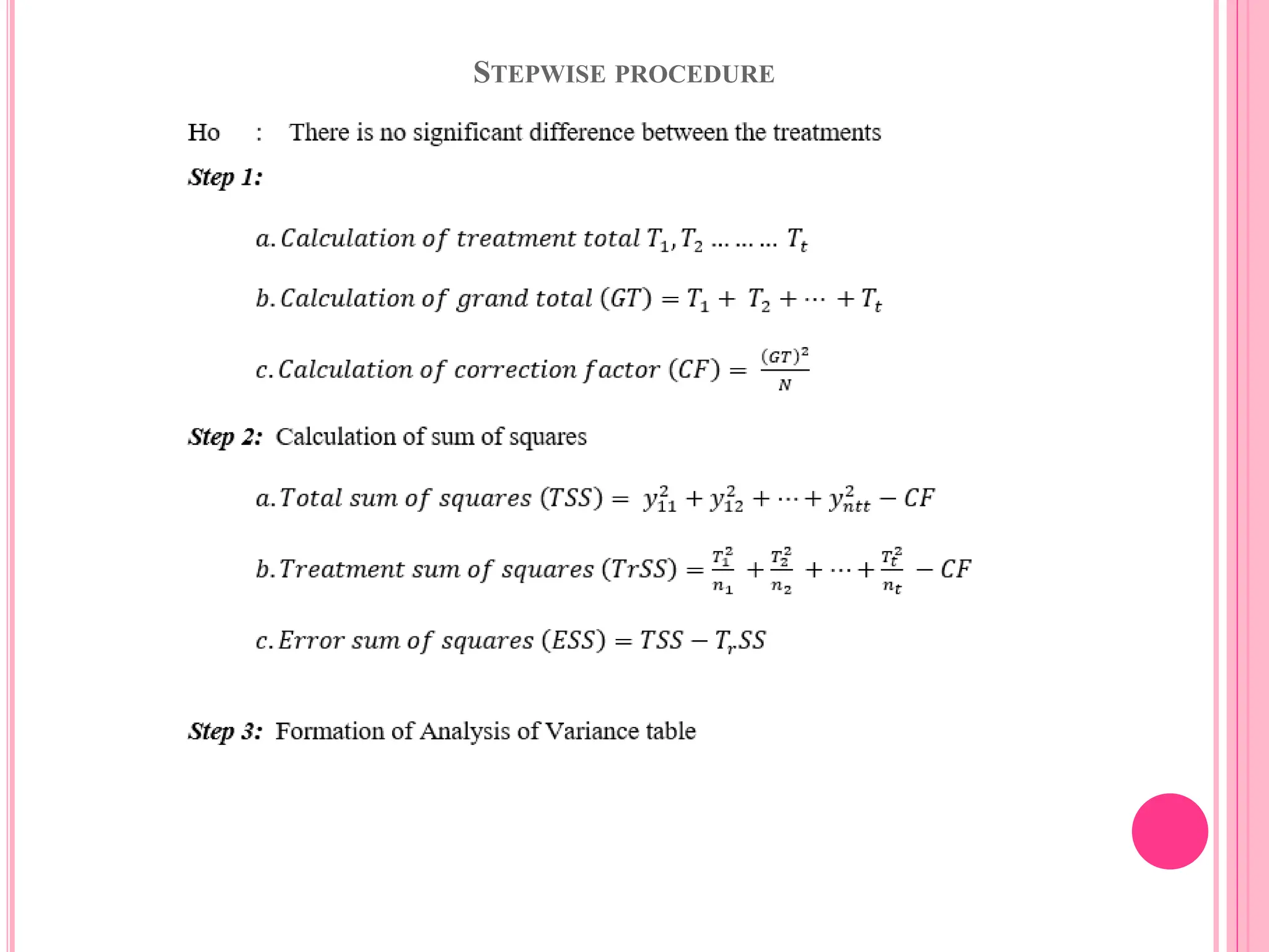 STEPWISE PROCEDURE
 