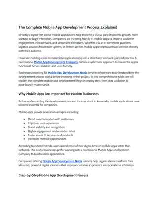 The Complete Mobile App Development Process: From Idea to Launch and ...