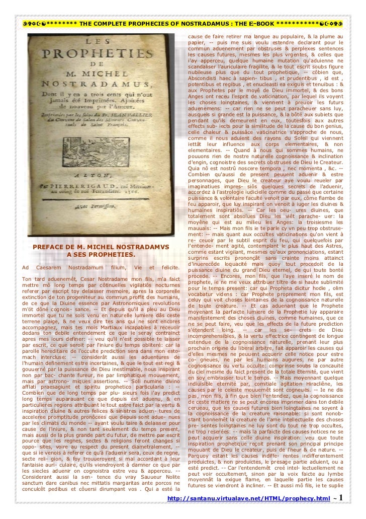 The Complete Prophecies Of Nostradamus By Diobert