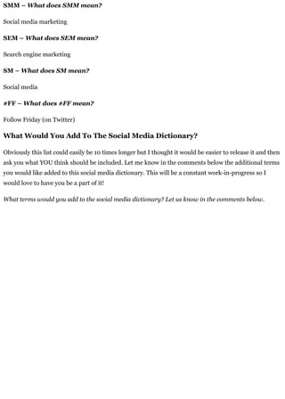 Smm Terminologies The complete social media dictionary; social media glossary of terms | PDF