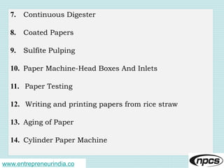 7
7. Continuous Digester
8. Coated Papers
9. Sulfite Pulping
10. Paper Machine-Head Boxes And Inlets
11. Paper Testing
12....