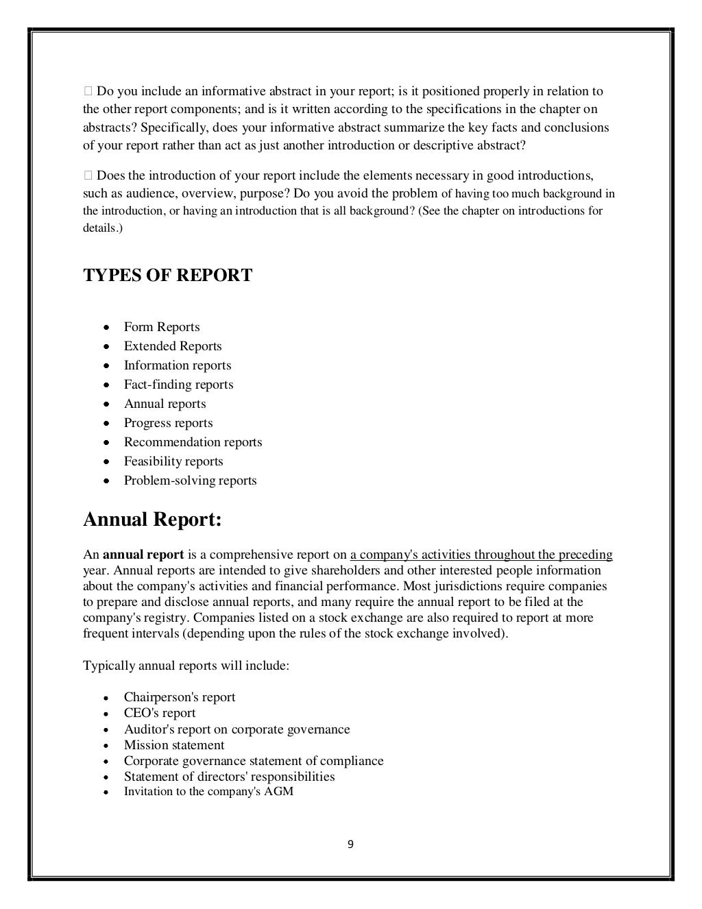 The Components Of a report
