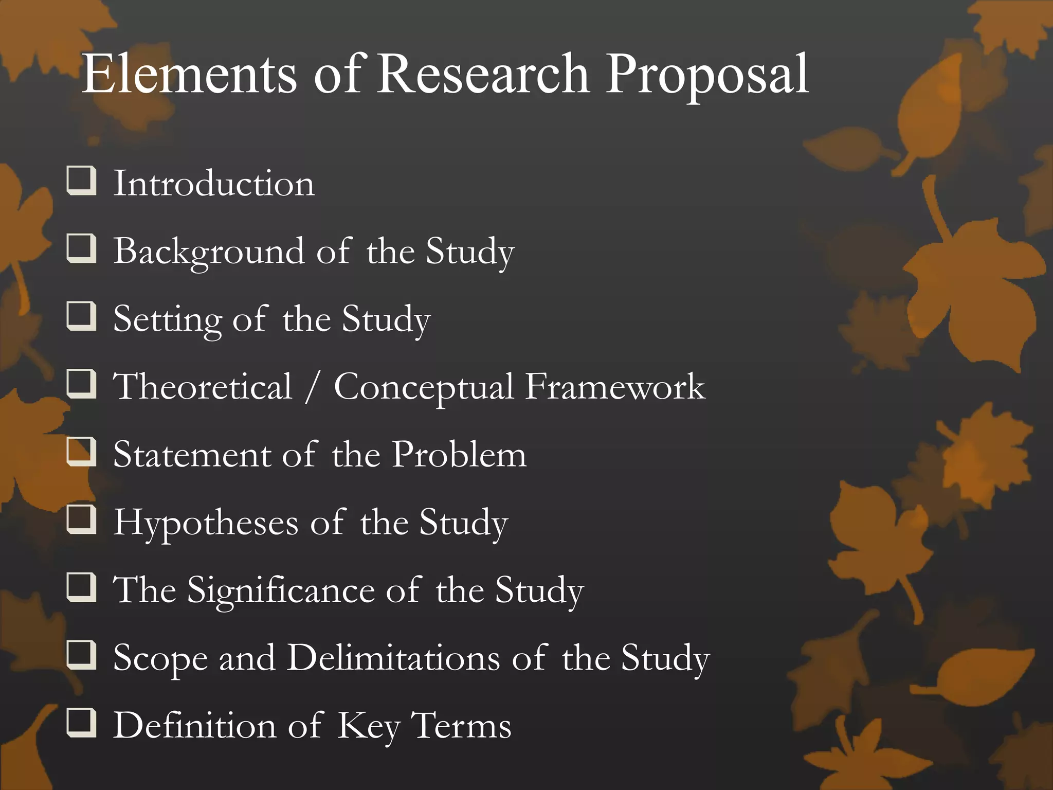 The components of research proposal | PPTX
