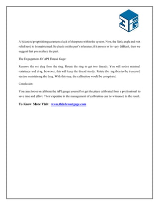 The Comprehensive Guide to API Thread Gage Calibration | DOCX