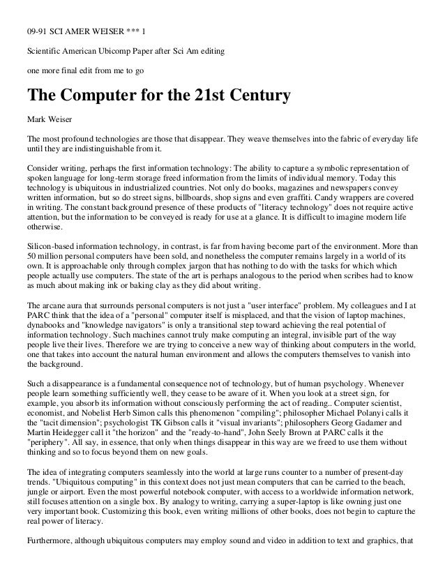 The Computer For The 21st Century Mark Weiser 1991