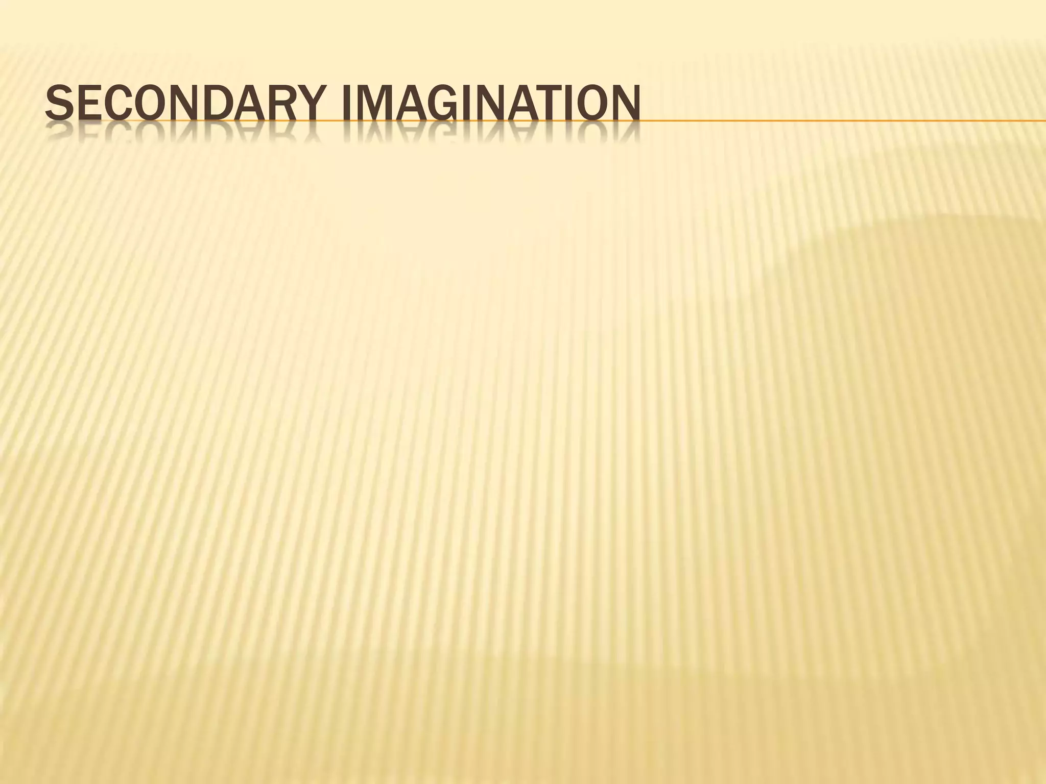 SECONDARY IMAGINATION
 