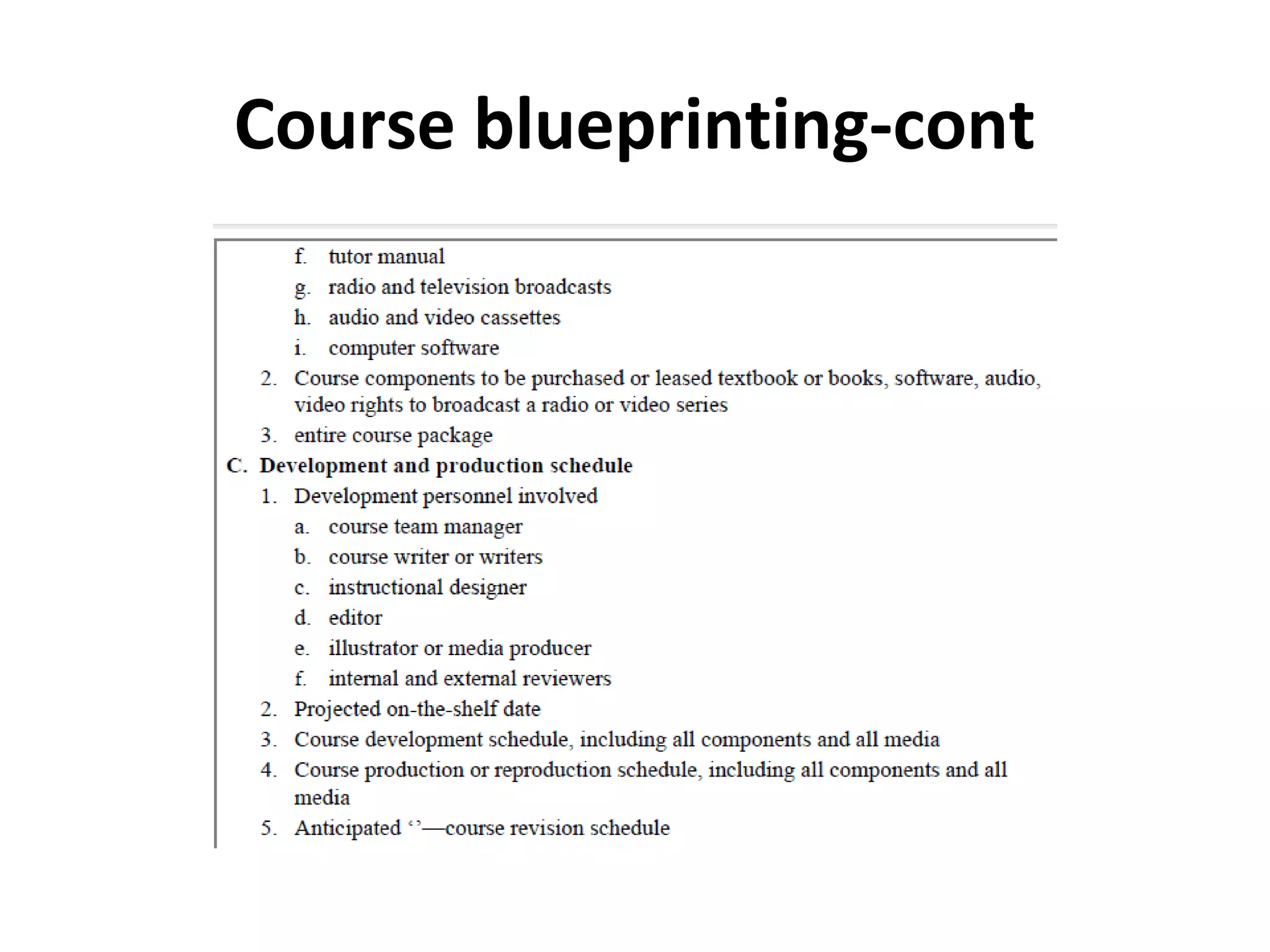 Course blueprinting-cont
 
