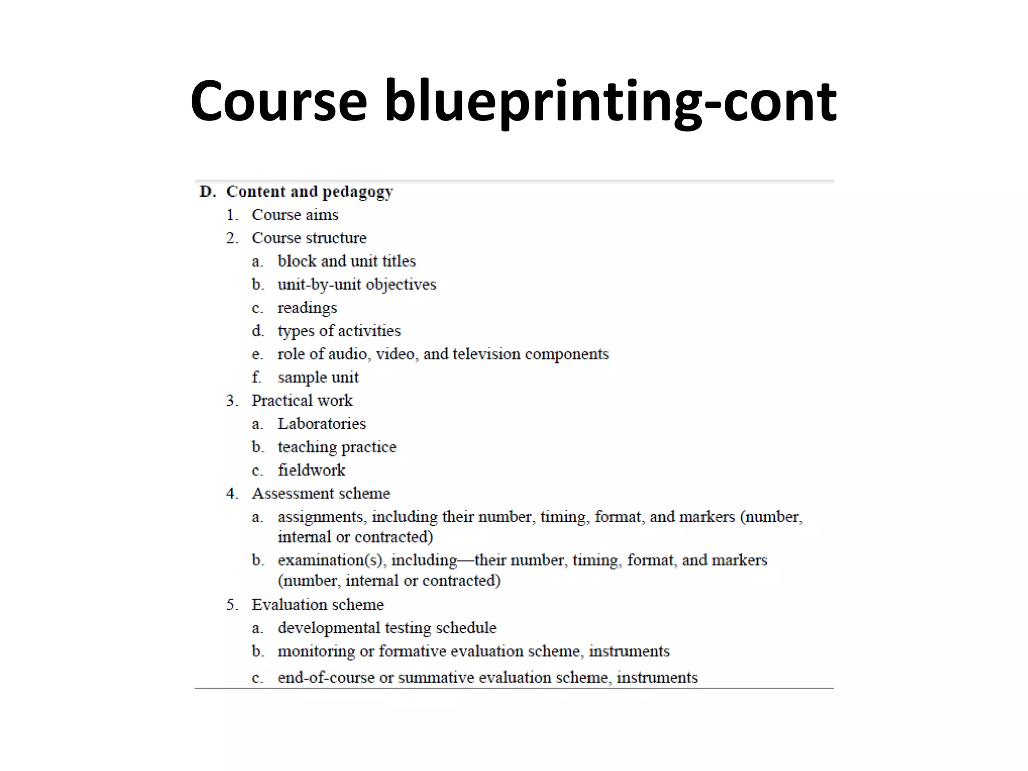 Course blueprinting-cont
 