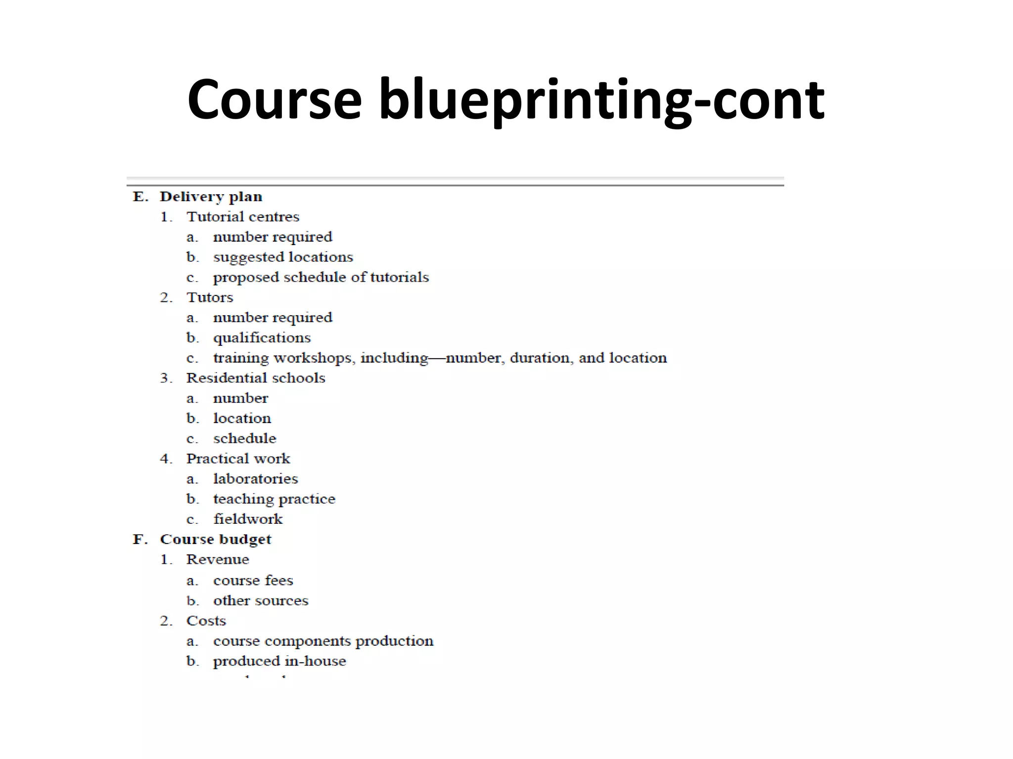 Course blueprinting-cont
 