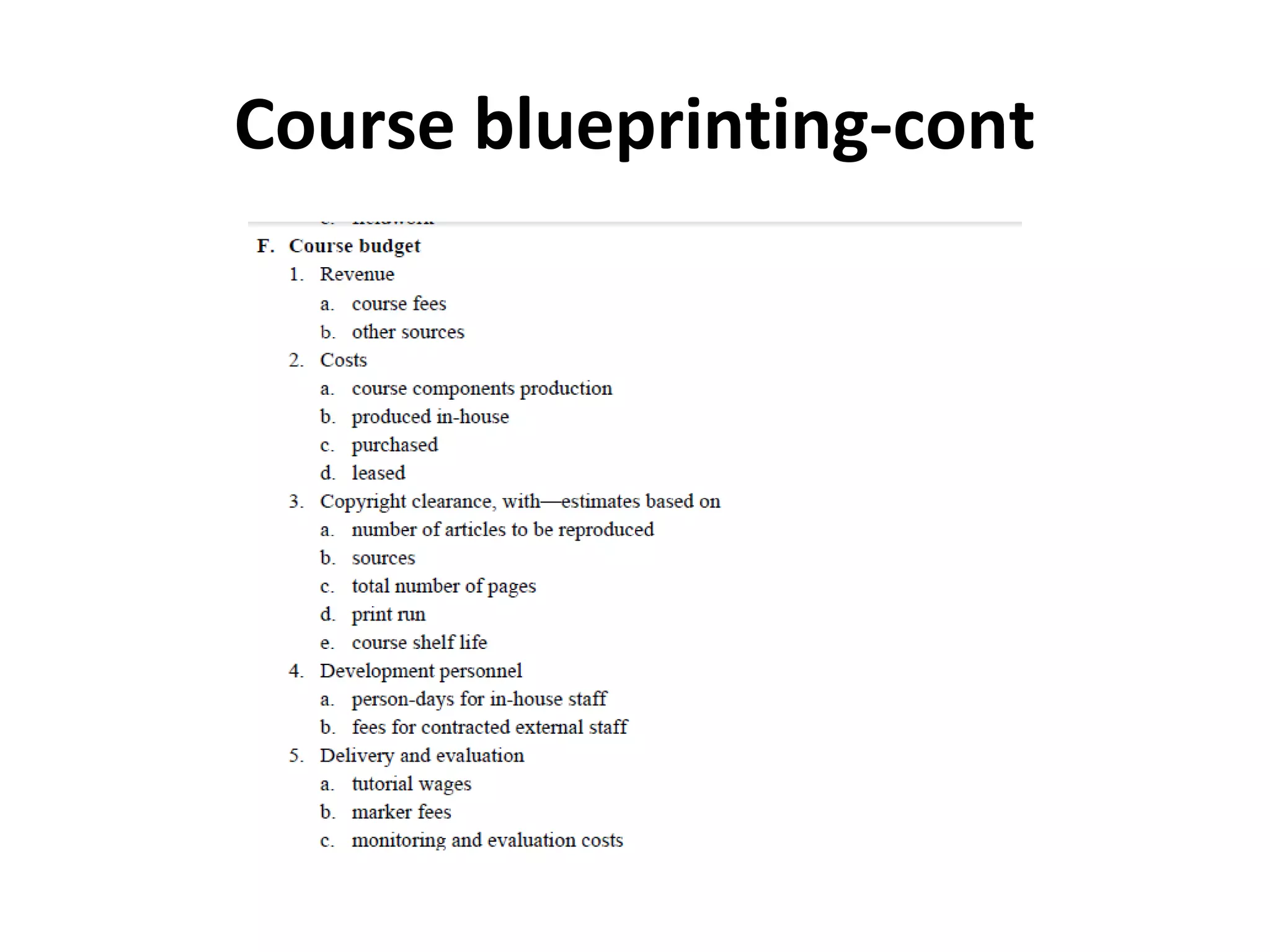 Course blueprinting-cont
 