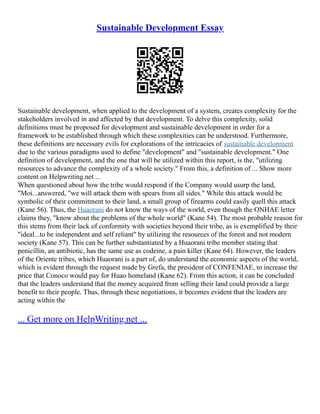 The Concept Of Sustainable Development | PDF