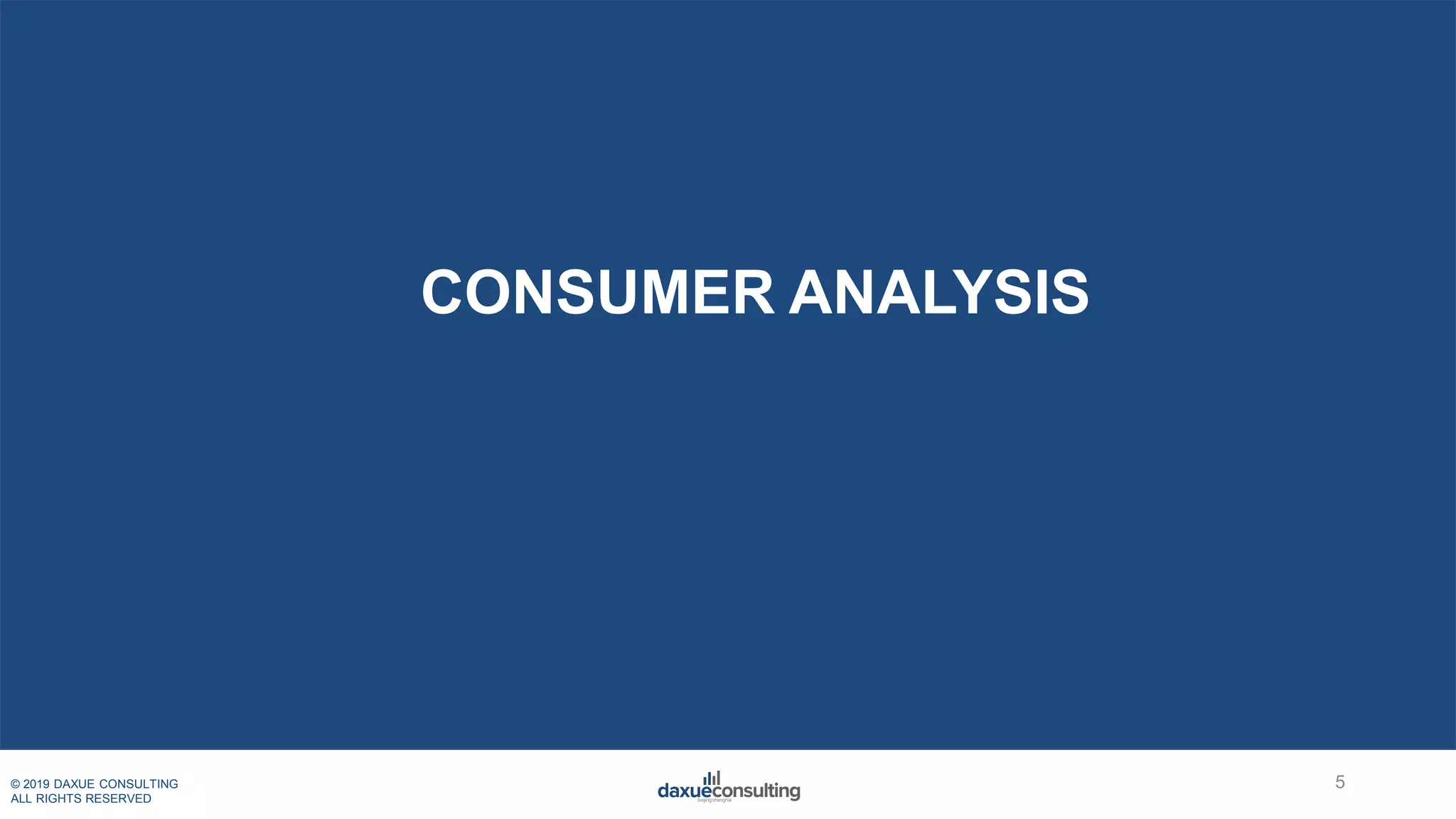 © 2019 DAXUE CONSULTING
ALL RIGHTS RESERVED
CONSUMER ANALYSIS
5
 