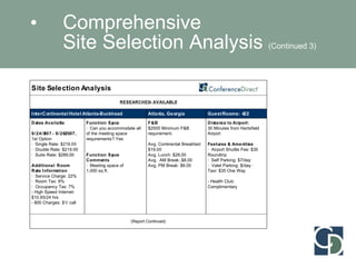 Comprehensive  Site Selection Analysis  (Continued 3) 