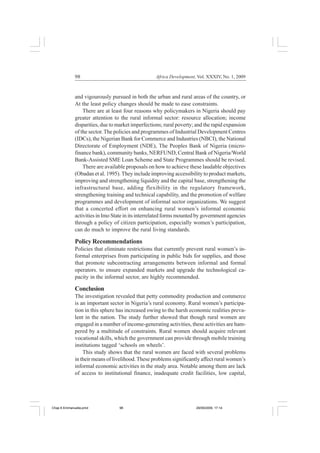 The constraints of rural women in informal economic activities in imo ...