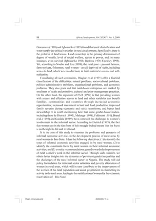 The constraints of rural women in informal economic activities in imo ...
