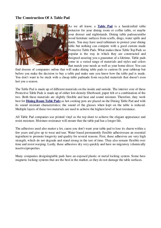 The construction of a table pad