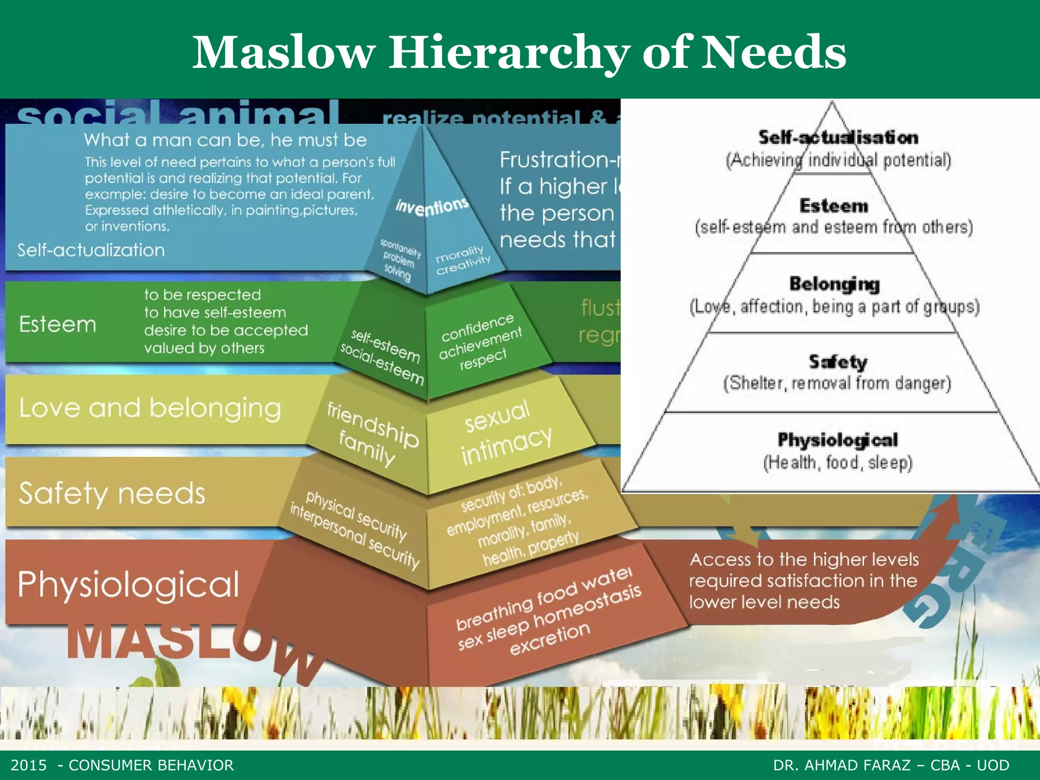 2015 - CONSUMER BEHAVIOR DR. AHMAD FARAZ – CBA - UOD
Maslow Hierarchy of Needs
 