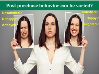 2015 - CONSUMER BEHAVIOR DR. AHMAD FARAZ – CBA - UOD
Satisfied?
Happy?
Delighted?
Unsatisfied?
Unhappy?
Annoyed?
Post purchase behavior can be varied?
 