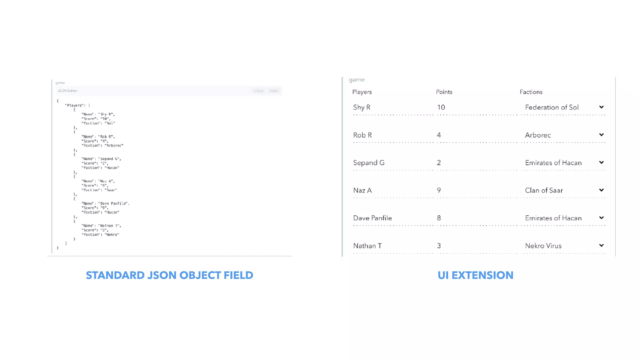 STANDARD JSON OBJECT FIELD UI EXTENSION
 