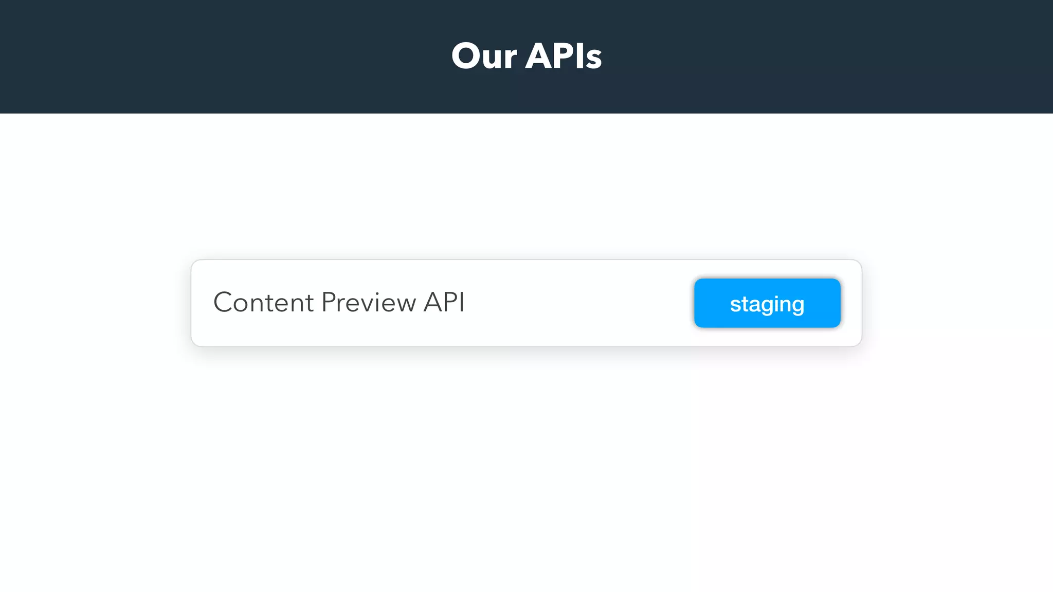 Our APIs
Content Preview API staging
 