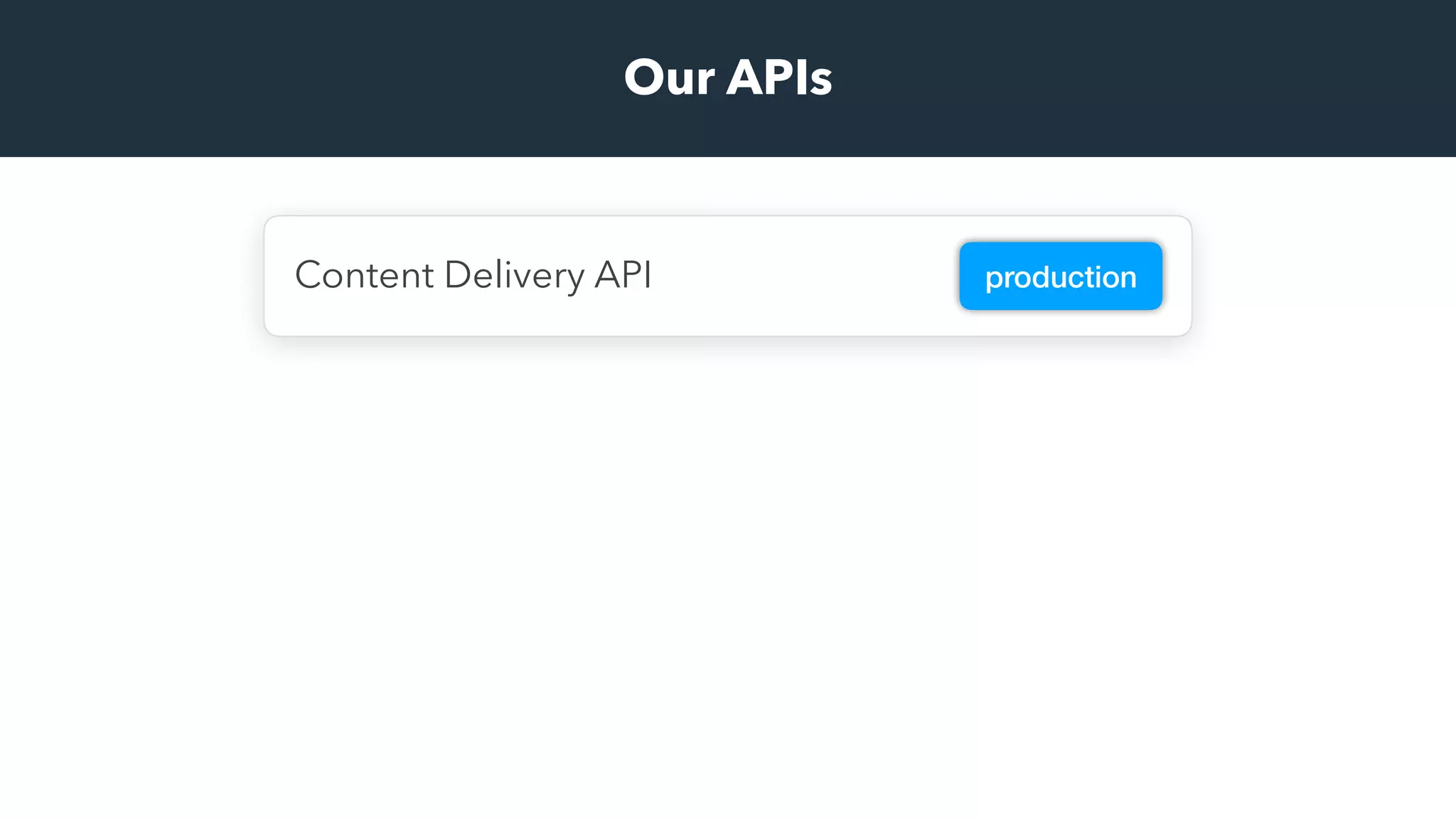 Our APIs
Content Delivery API production
 